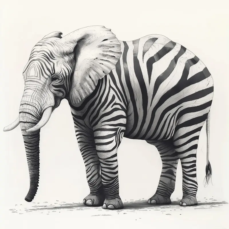 Olifant met Zebra lichaam - besok.nl
